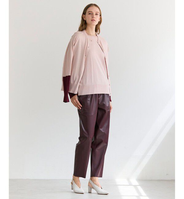 BEIGE,「CHLOR / ウールシルク配色クルーネックカーディガン」|ニット・セーター|