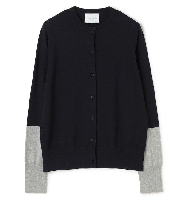 BEIGE,「CHLOR / ウールシルク配色クルーネックカーディガン」|ニット・セーター|