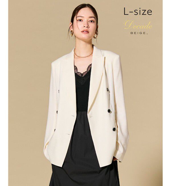 BEIGE,「【L-size】CAROLE / リネンライク ダブルジャケット」|テーラードジャケット|Ecru
