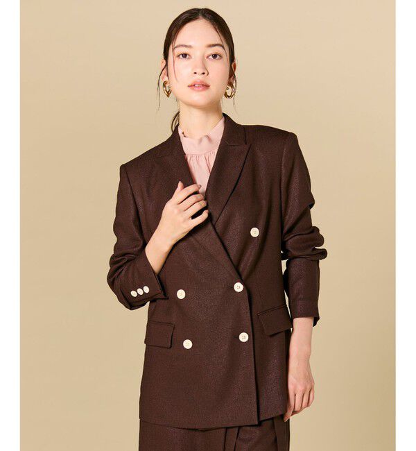 BEIGE,「【L-size】CAROLE / リネンライク ダブルジャケット」|テーラードジャケット|