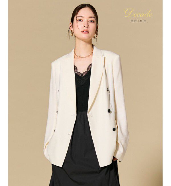 BEIGE,「CAROLE / リネンライク ダブルジャケット」|テーラードジャケット|Ecru