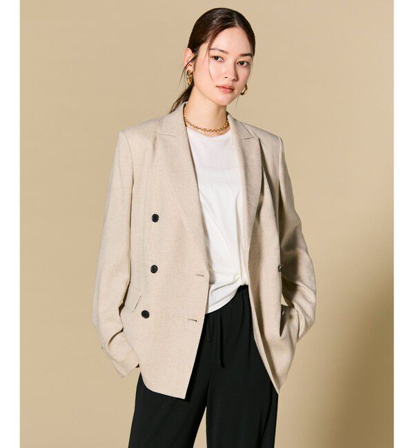 BEIGE,「CAROLE / リネンライク ダブルジャケット」|テーラードジャケット|