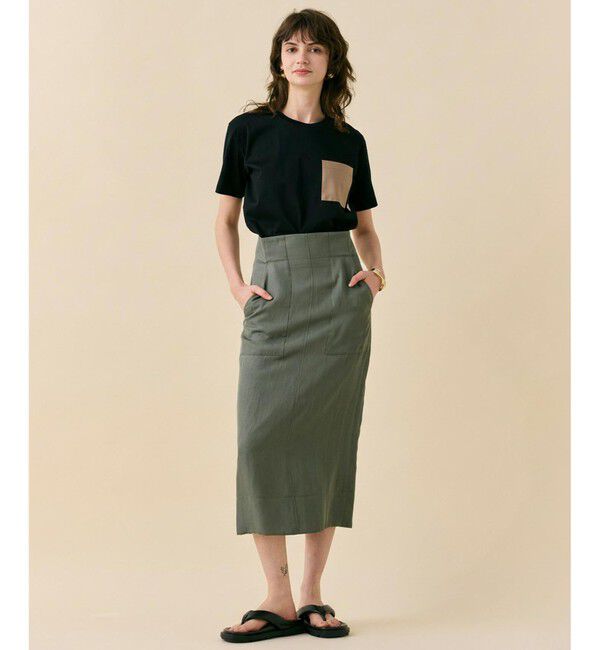 BEIGE,「TORENIA / レザーポケットコットンクルーネックTシャツ」|Tシャツ・カットソー|