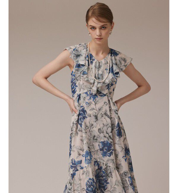 Diagram「フラワープリントフリルワンピース」|ワンピース|ベージュ