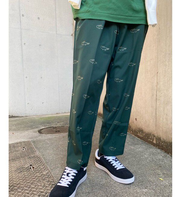 LACOSTE「吸水速乾 ウルトラドライ チェックゴルフパンツ」|チノ|モスグリーン