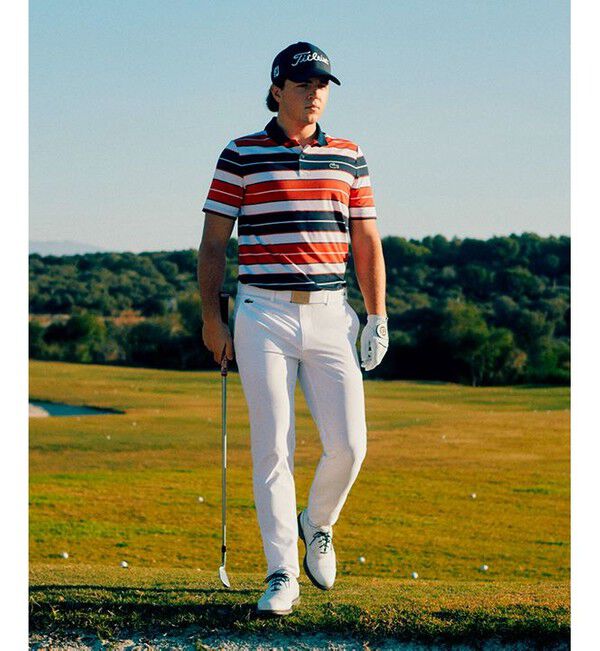 LACOSTE「UVカット UPF50+ マルチカラーボーダーウルトラドライポロシャツ」|ポロシャツ|