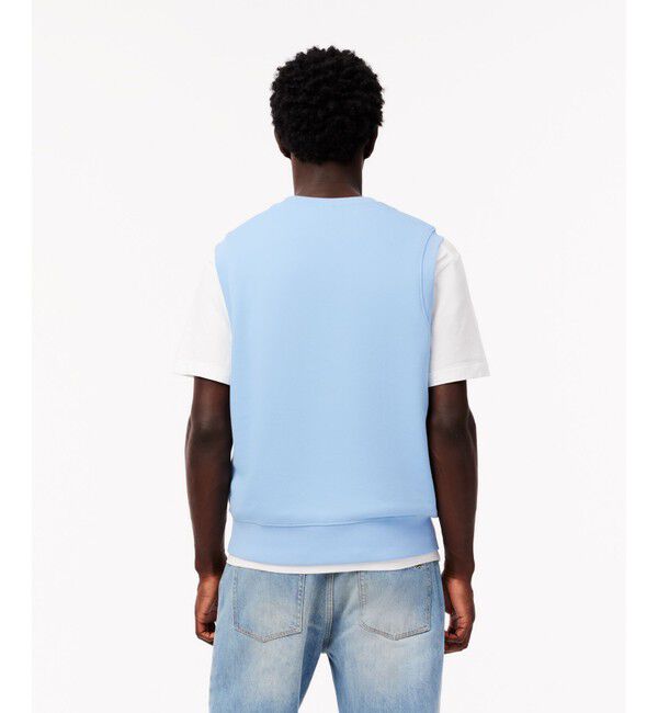 LACOSTE「オーバーサイズ アーガイル柄パッチ&ステッチスウェットベスト」|ベスト・ジレ|