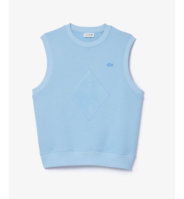 LACOSTE「オーバーサイズ アーガイル柄パッチ&ステッチスウェットベスト」|ベスト・ジレ|