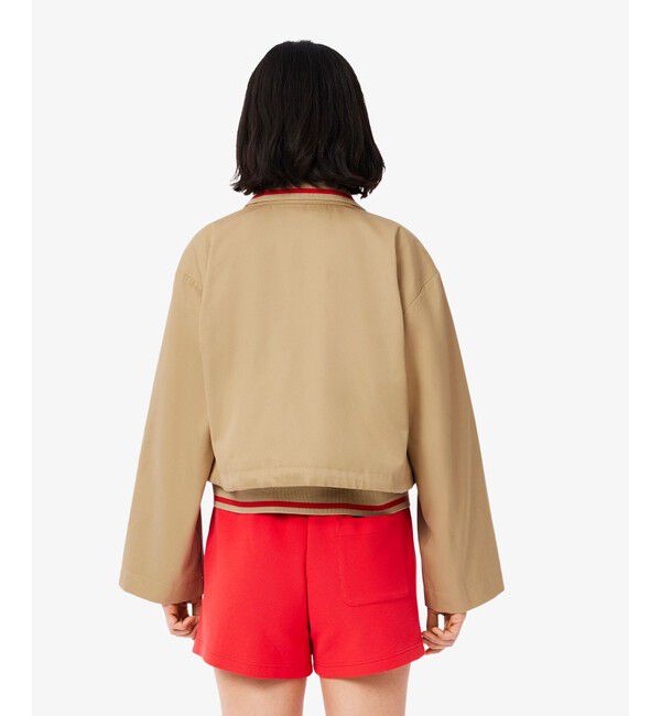 LACOSTE「配色ライン レイヤードジャケット ジップアップブルゾン」|ブルゾン・スタジャン|