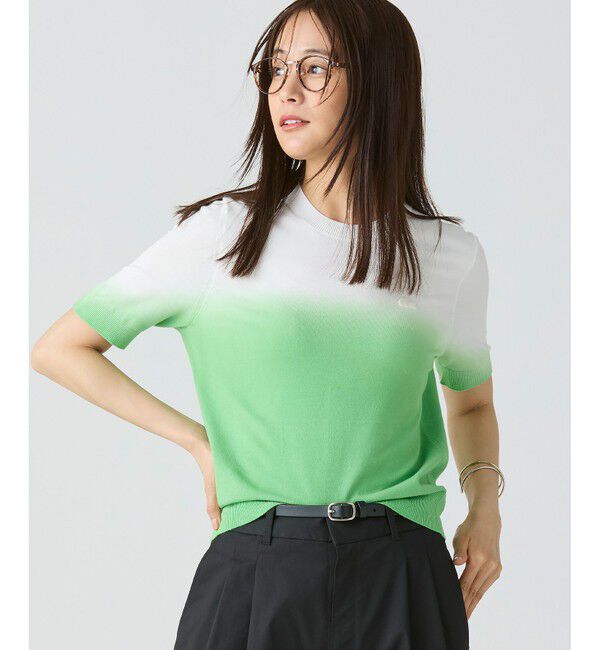 LACOSTE「グラデーションニットTシャツ」|ニット・セーター|グリーン