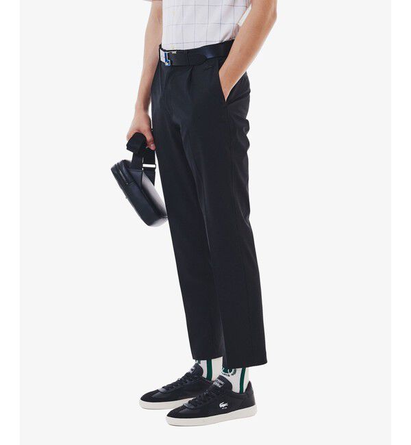 LACOSTE「ワンタックストレッチスラックス」|チノ|ブラック