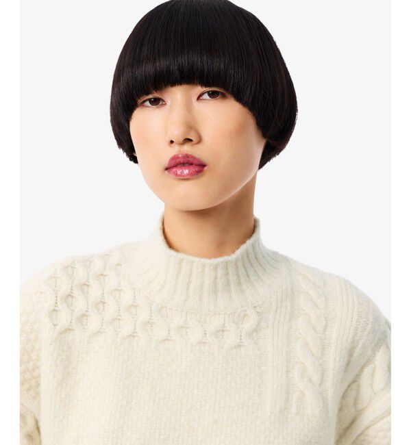 LACOSTE「パッチワークエフェクト ウールニットハイネックセーター」|ニット・セーター|