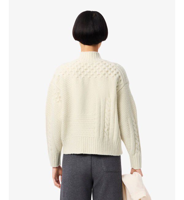 LACOSTE「パッチワークエフェクト ウールニットハイネックセーター」|ニット・セーター|