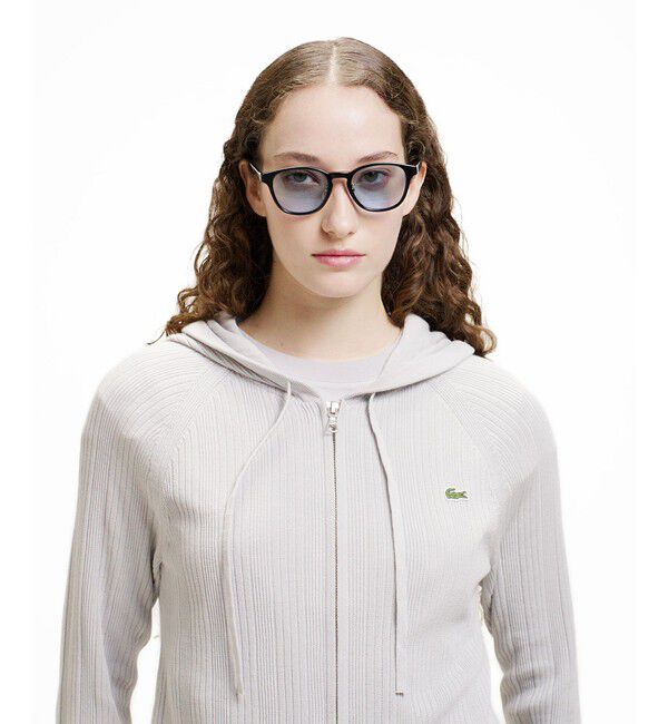 LACOSTE「ランダムピッチリブ ニットジップフーディー」|ニット・セーター|