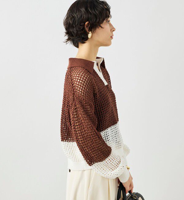 NOLLEY'S「《手洗い可能》テープメッシュ編ポロプルオーバー」|ニット・セーター|