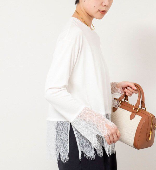 NOLLEY'S sophi「ウォッシャブルレース切替ロンT」|Tシャツ・カットソー|