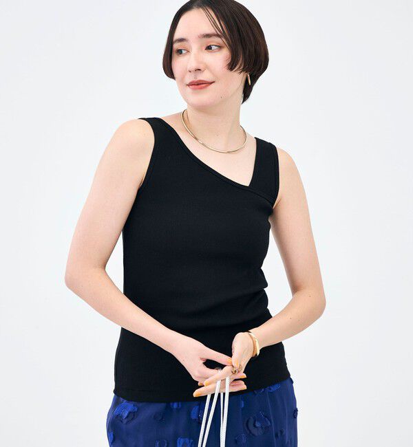 NOLLEY'S「ウォッシャブルプレミアムテレコアシメ2WAYタンク」|タンクトップ|