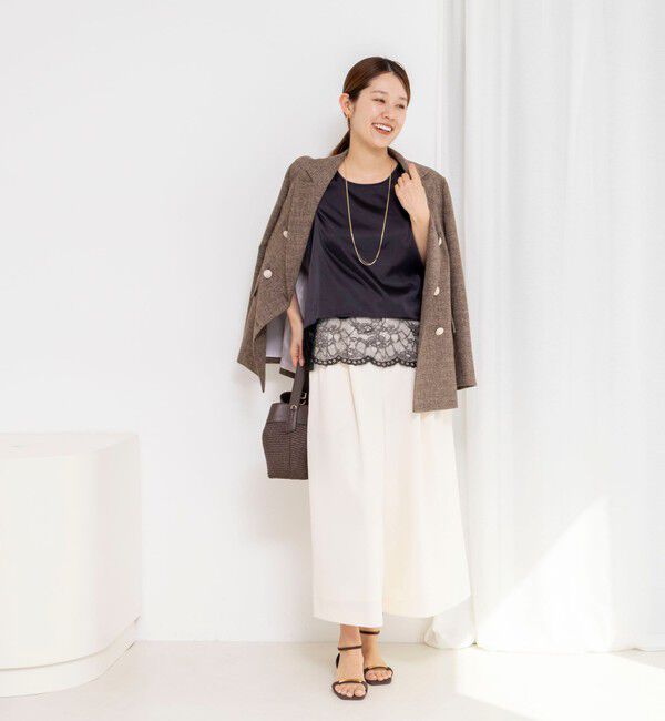 NOLLEY'S「ウォッシャブル裾レースオトナサテンタンク」|タンクトップ|