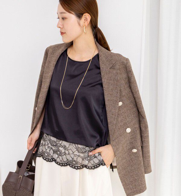 NOLLEY'S「ウォッシャブル裾レースオトナサテンタンク」|タンクトップ|