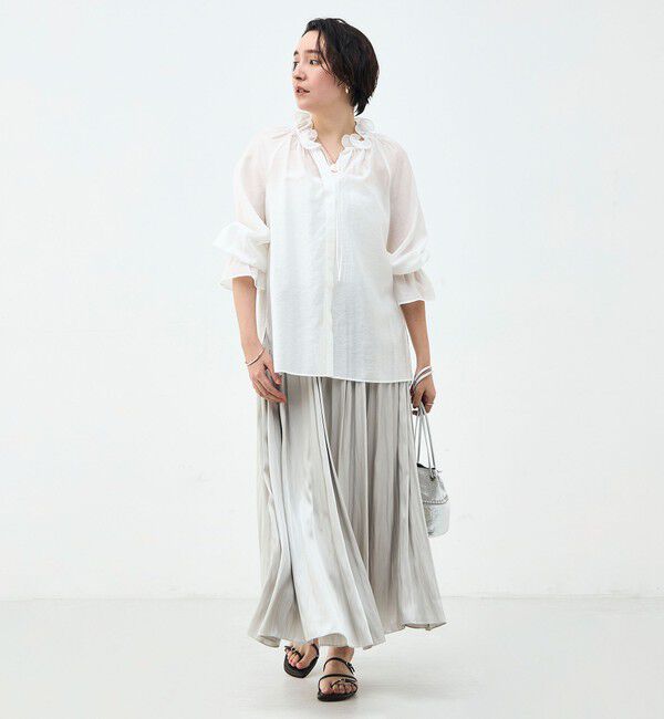 NOLLEY'S sophi「ウォッシャブル割織サテンギャザースカート」|フレア|