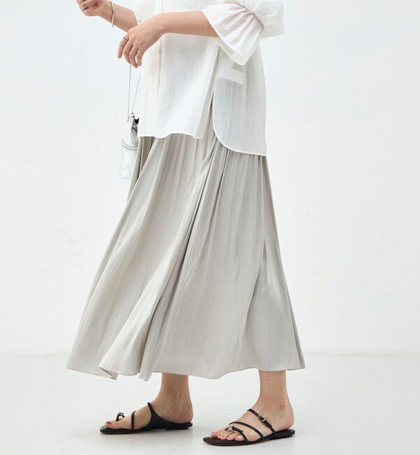 NOLLEY'S sophi「ウォッシャブル割織サテンギャザースカート」|フレア|