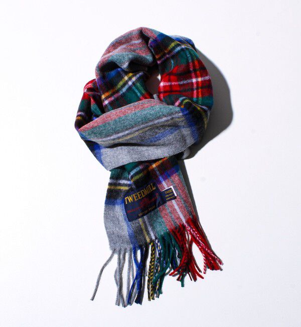 GLOSTER「【TWEED MILL/ツイードミル】ウールチェックストール25」|マフラー|グレー系その他