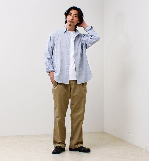 GLOSTER「【清涼感のある表情】ストライプレギュラーカラーシャツ」|シャツ・ブラウス|