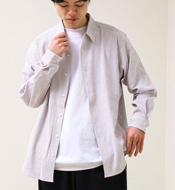 GLOSTER「【清涼感のある表情】ストライプレギュラーカラーシャツ」|シャツ・ブラウス|