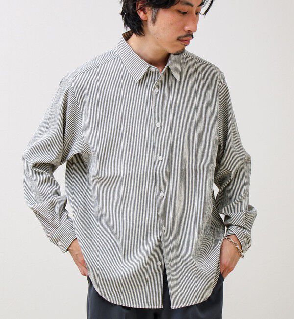 GLOSTER「【清涼感のある表情】ストライプレギュラーカラーシャツ」|シャツ・ブラウス|
