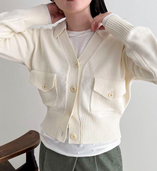 fredy emue「コットン衿付きVネックカーディガン」|カーディガン|