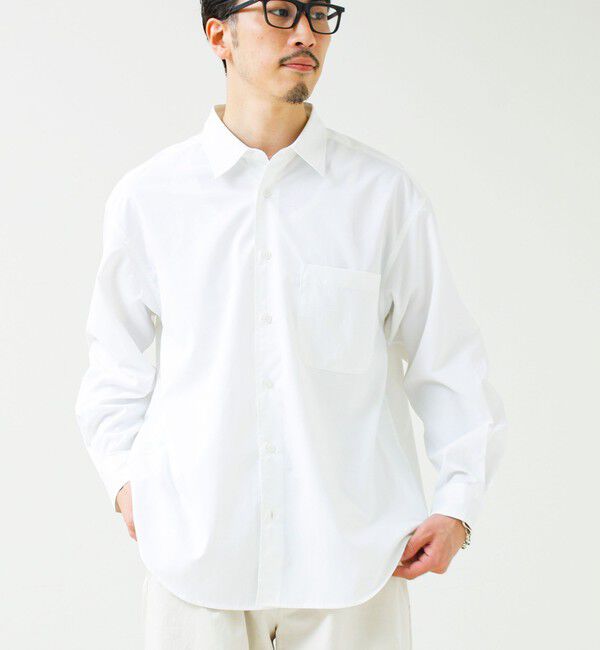 GLOSTER「【ニューベーシック】ワッシャーポプリンシャツ ロングスリーブ」|シャツ・ブラウス|オフホワイト