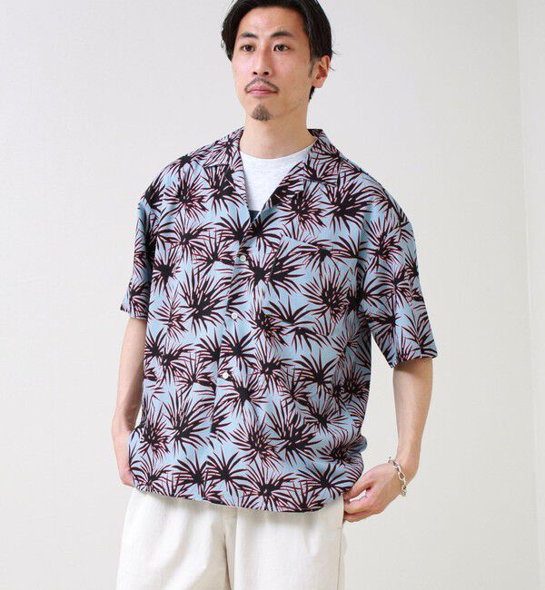 GLOSTER「【選べる6柄】オールオーバーパターン 半袖オープンカラーシャツ」|シャツ・ブラウス|ブルー系その他