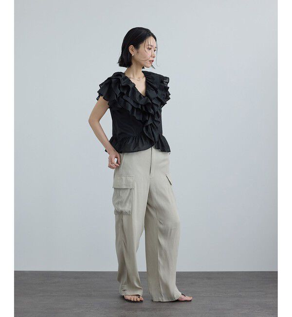 SALON adam et rope'「【WEB限定】コットンオーガンジーラッフルフリルブラウス」|シャツ・ブラウス|