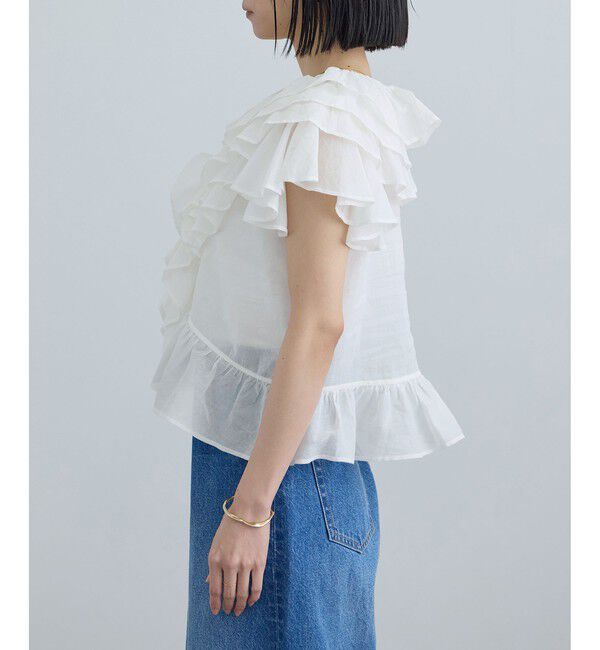 SALON adam et rope'「【WEB限定】コットンオーガンジーラッフルフリルブラウス」|シャツ・ブラウス|