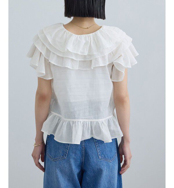 SALON adam et rope'「【WEB限定】コットンオーガンジーラッフルフリルブラウス」|シャツ・ブラウス|