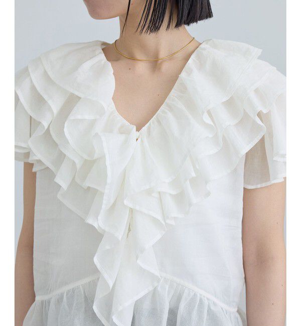 SALON adam et rope'「【WEB限定】コットンオーガンジーラッフルフリルブラウス」|シャツ・ブラウス|