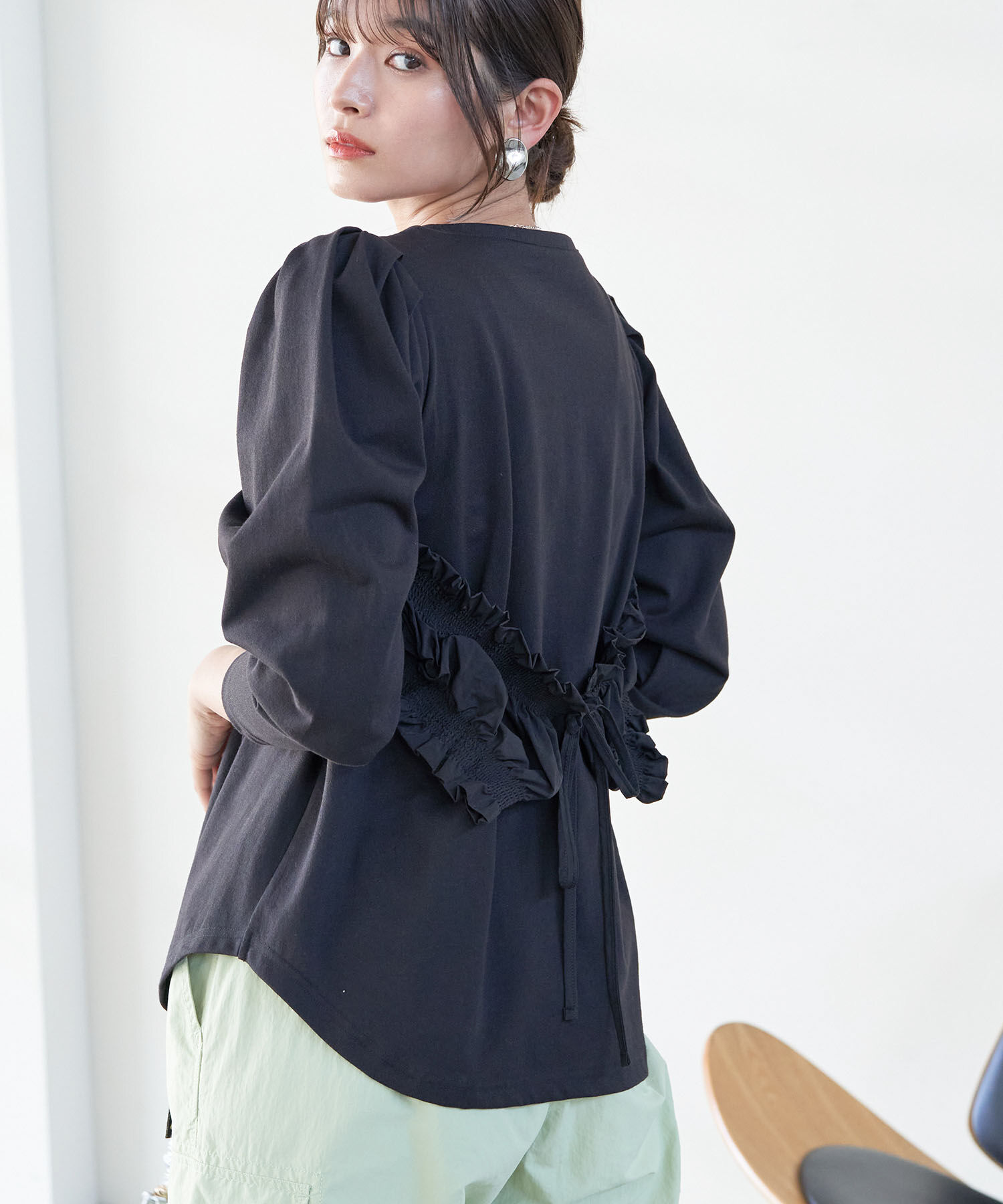 VIS「ビスチェドッキングデザインロングTシャツ」|Tシャツ・カットソー|ブラック(01)