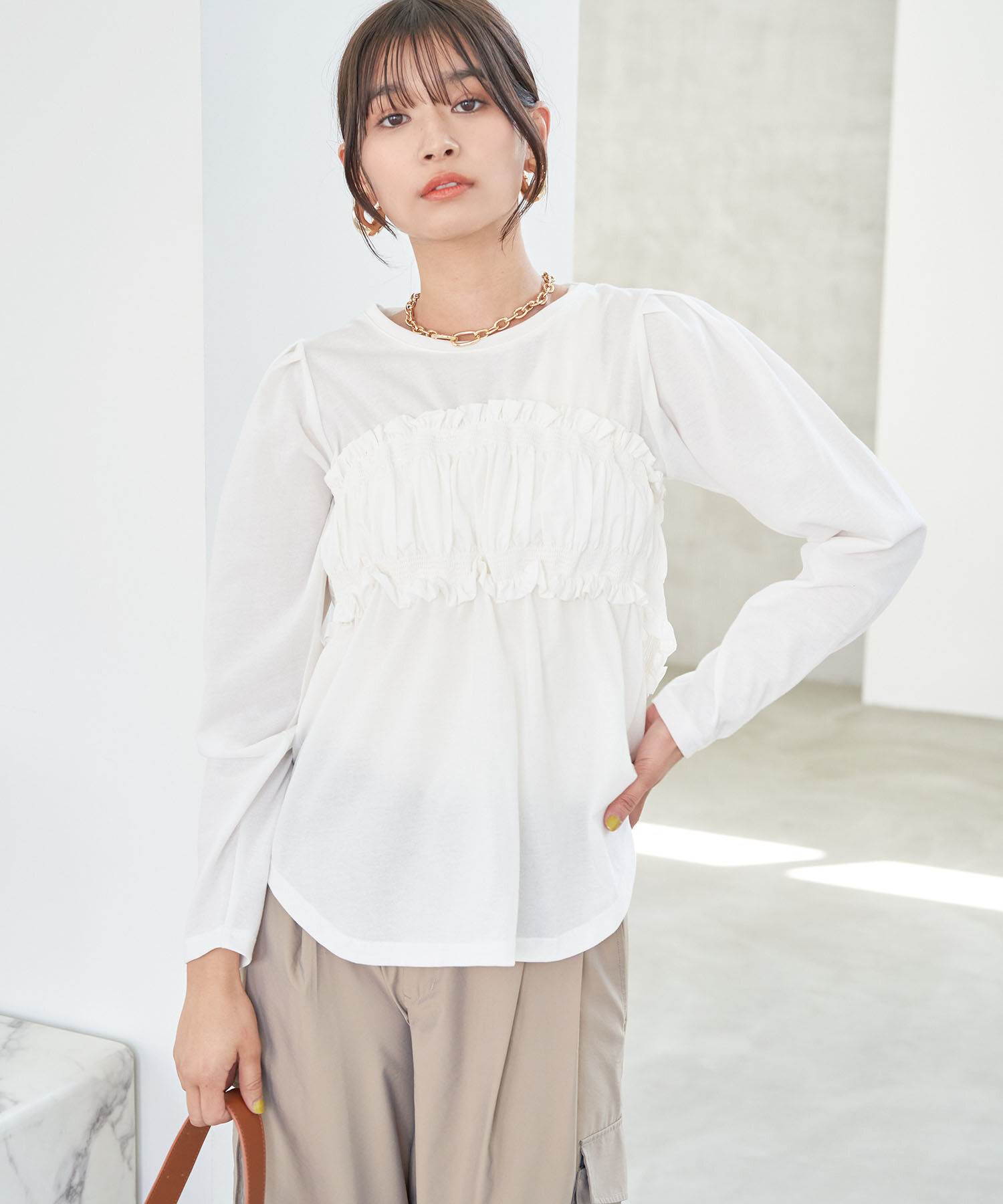 VIS「ビスチェドッキングデザインロングTシャツ」|Tシャツ・カットソー|