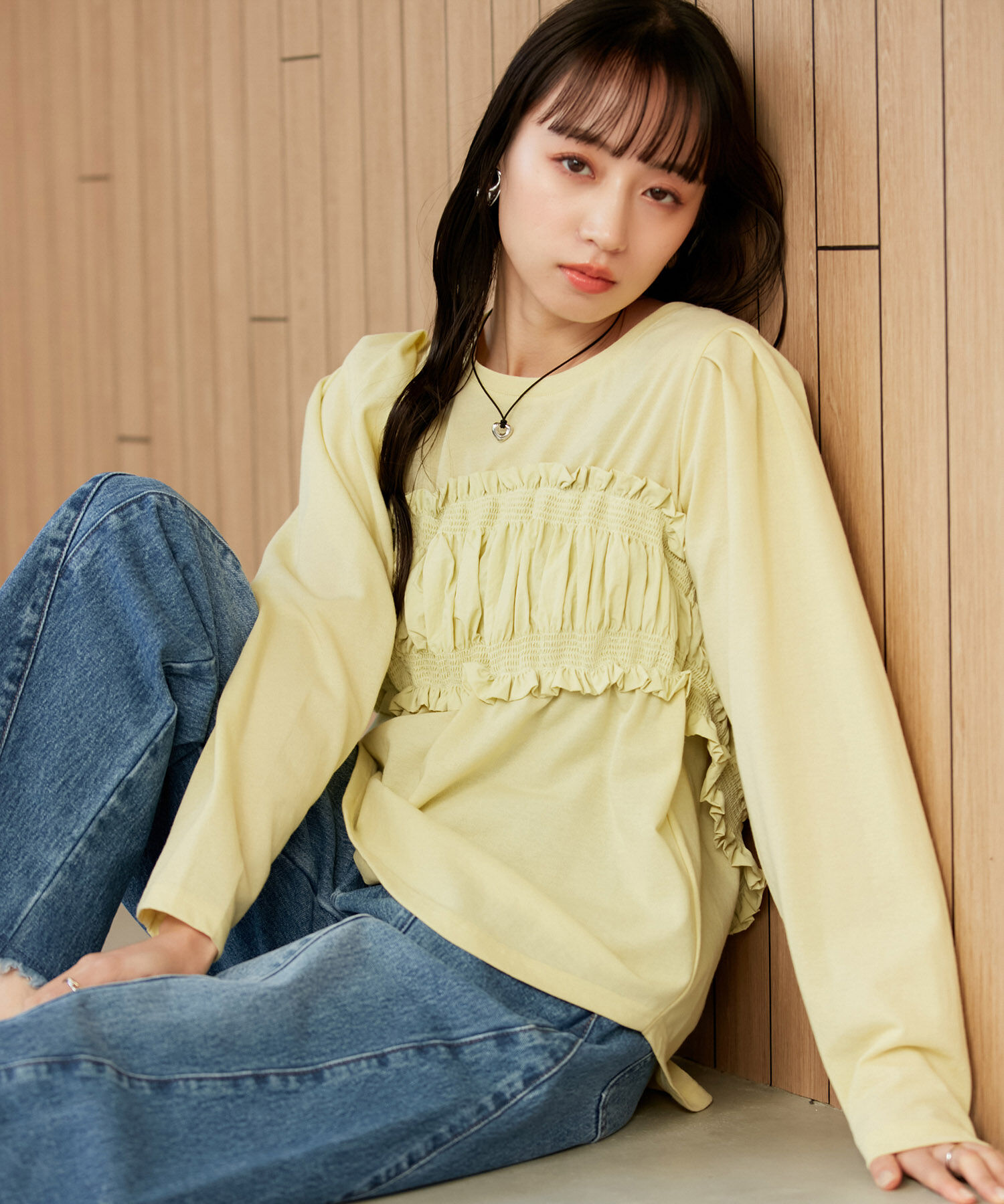 VIS「ビスチェドッキングデザインロングTシャツ」|Tシャツ・カットソー|