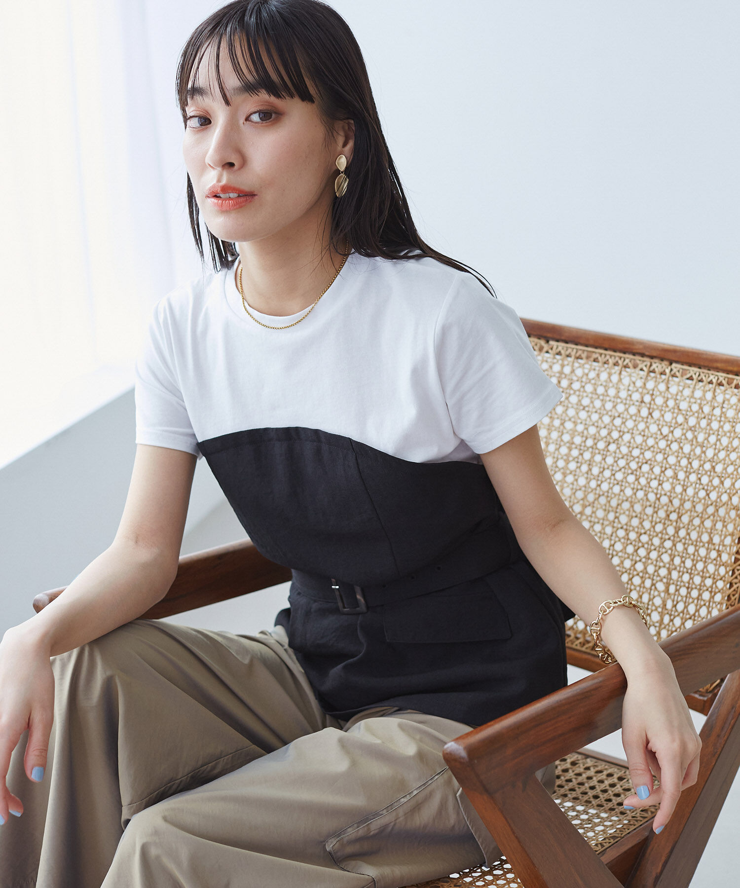 VIS「【接触冷感・洗える】美easyコルセットドッキングプルオーバー」|Tシャツ・カットソー|