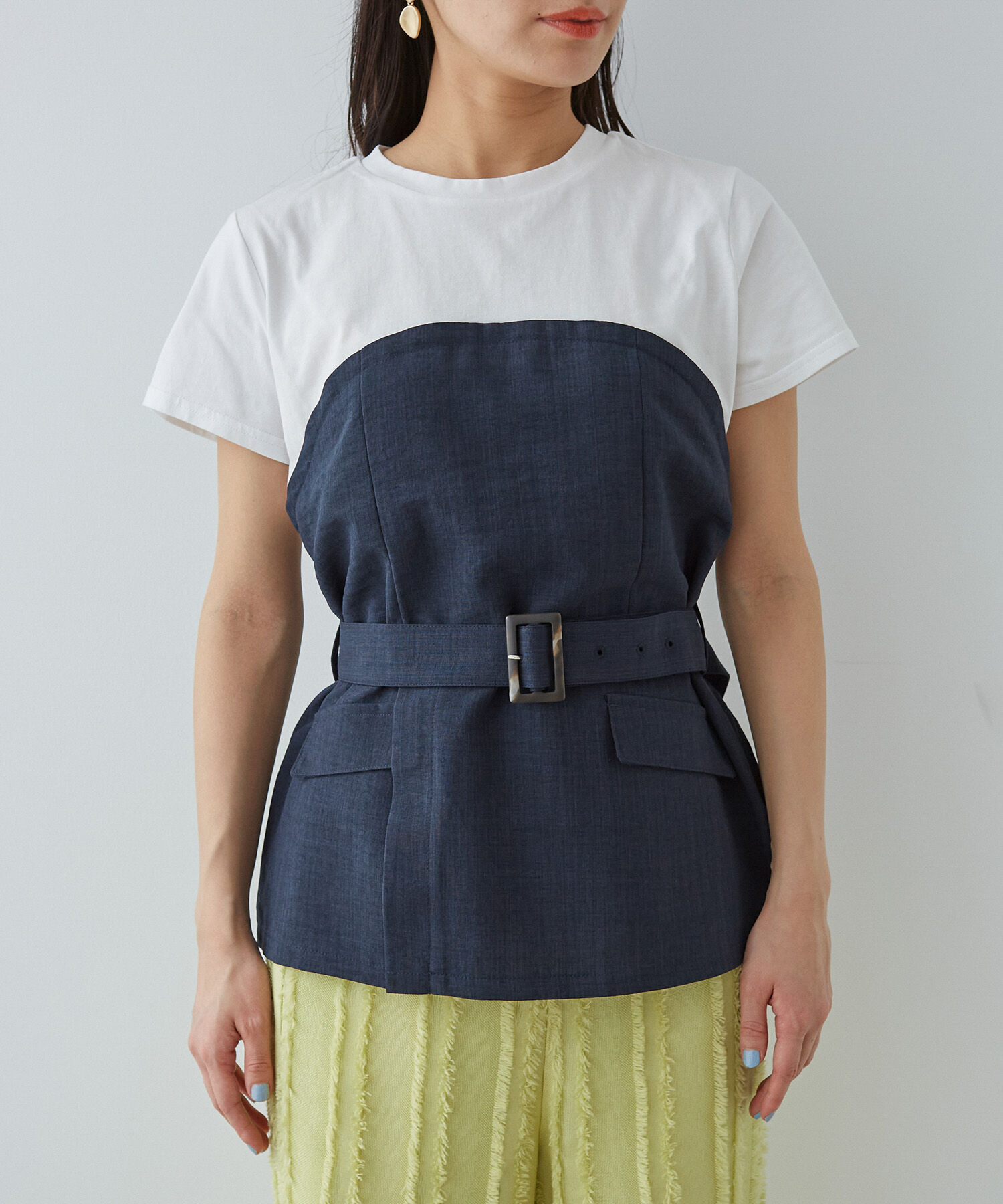 VIS「【接触冷感・洗える】美easyコルセットドッキングプルオーバー」|Tシャツ・カットソー|