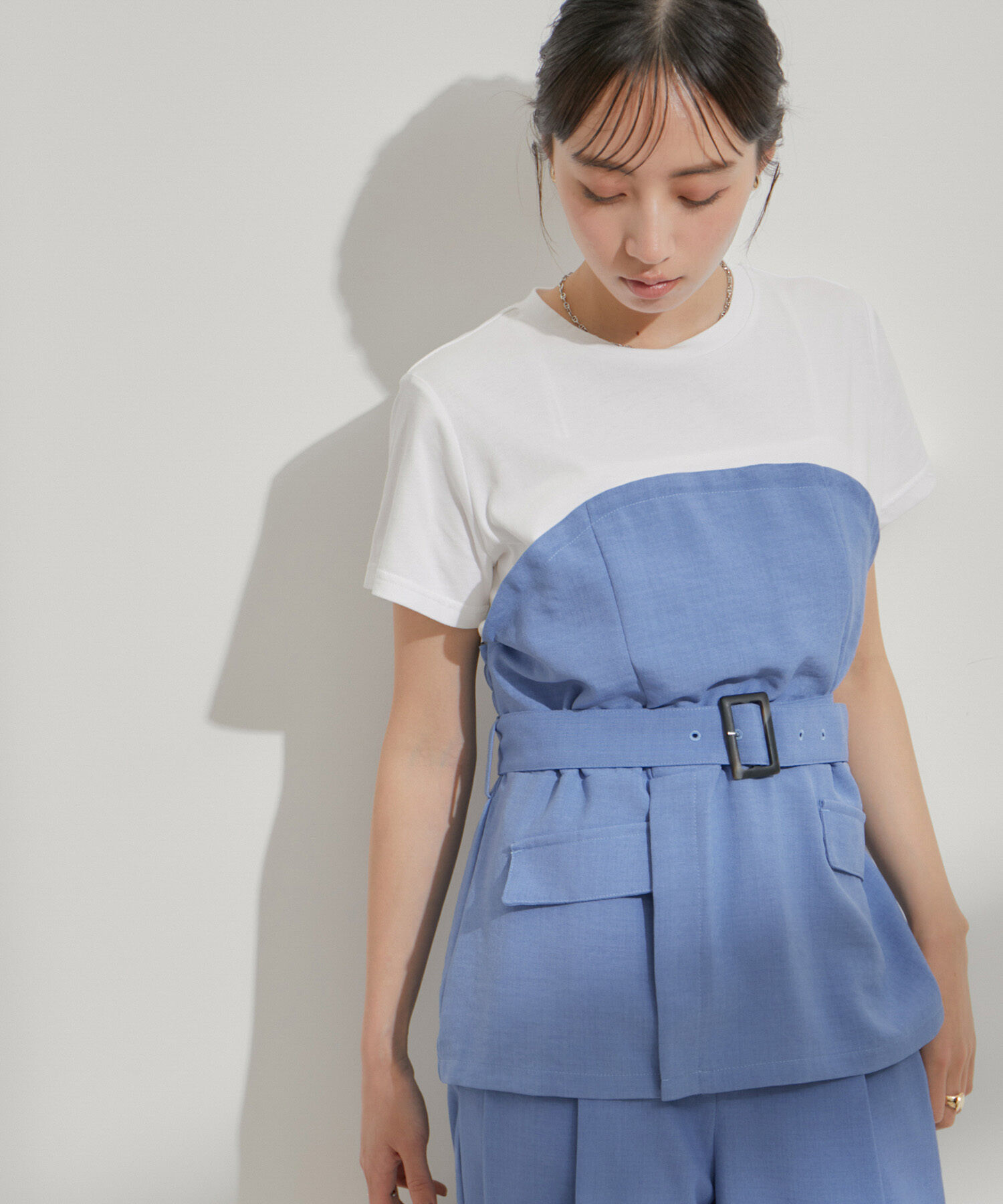 VIS「【接触冷感・洗える】美easyコルセットドッキングプルオーバー」|Tシャツ・カットソー|