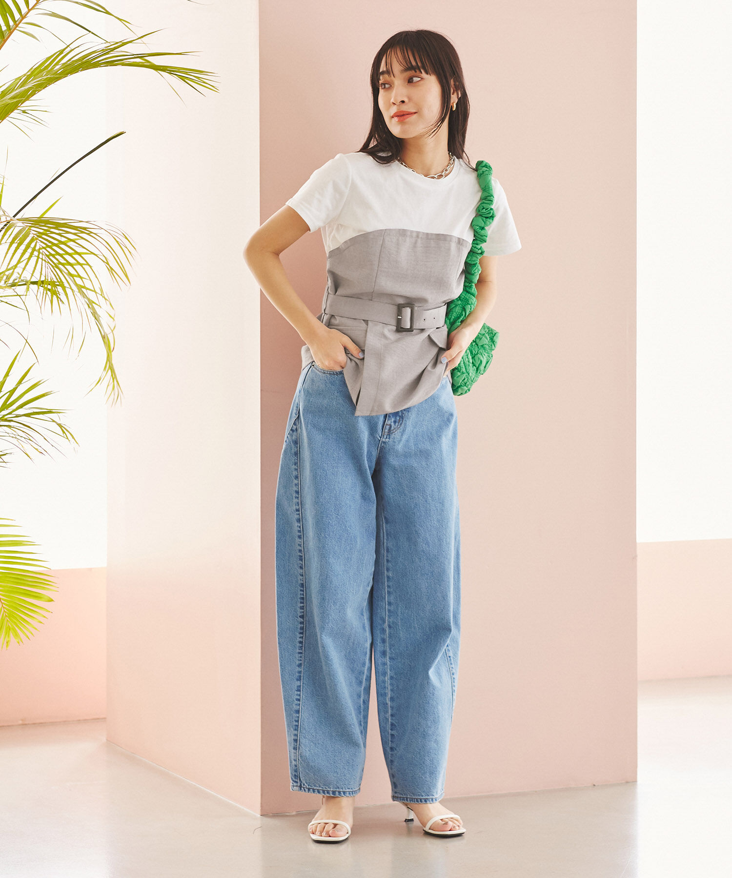 VIS「【接触冷感・洗える】美easyコルセットドッキングプルオーバー」|Tシャツ・カットソー|