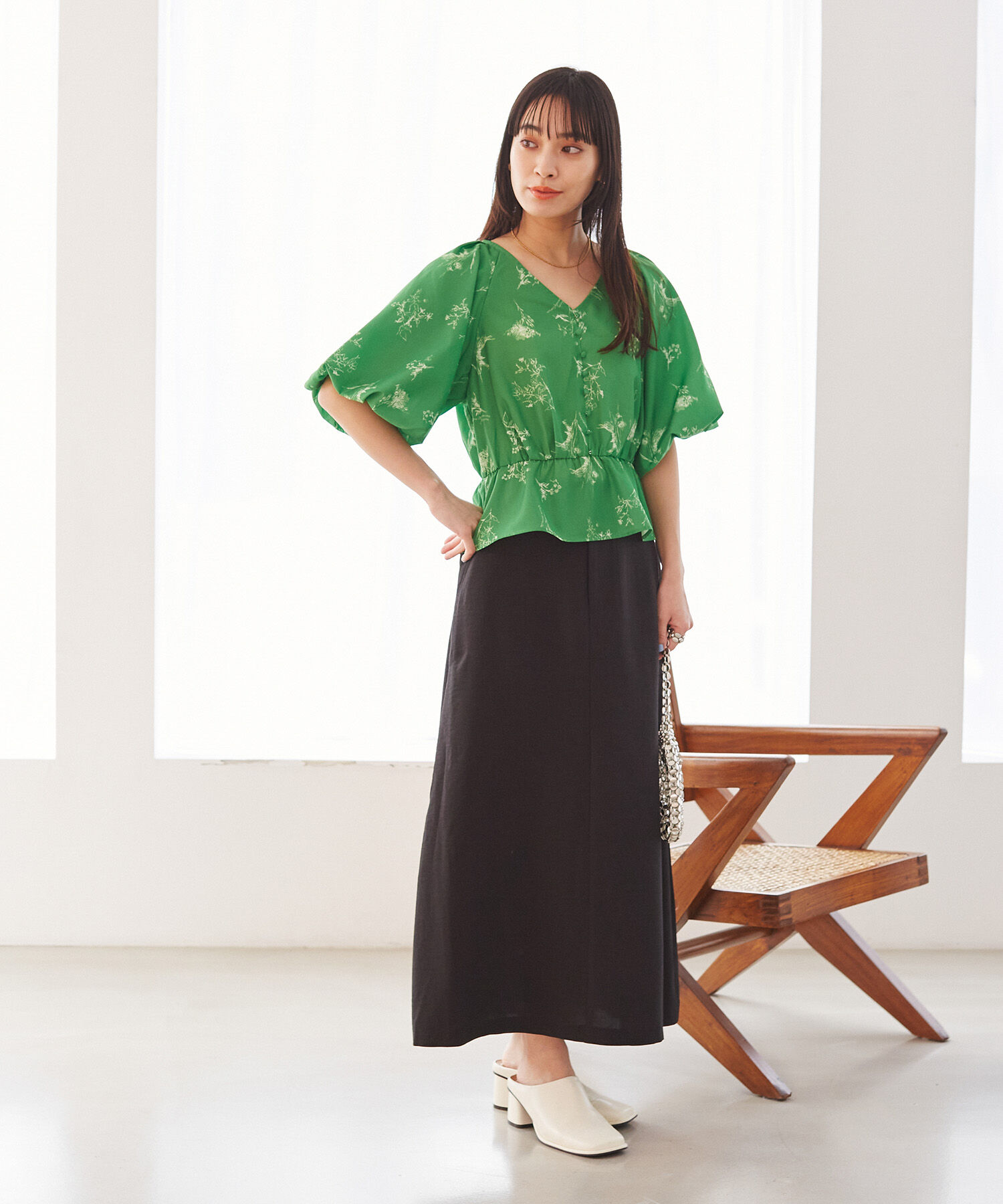 VIS「美easyリネンライクAラインスカート【洗える】【低身長～高身長】」|スカート|