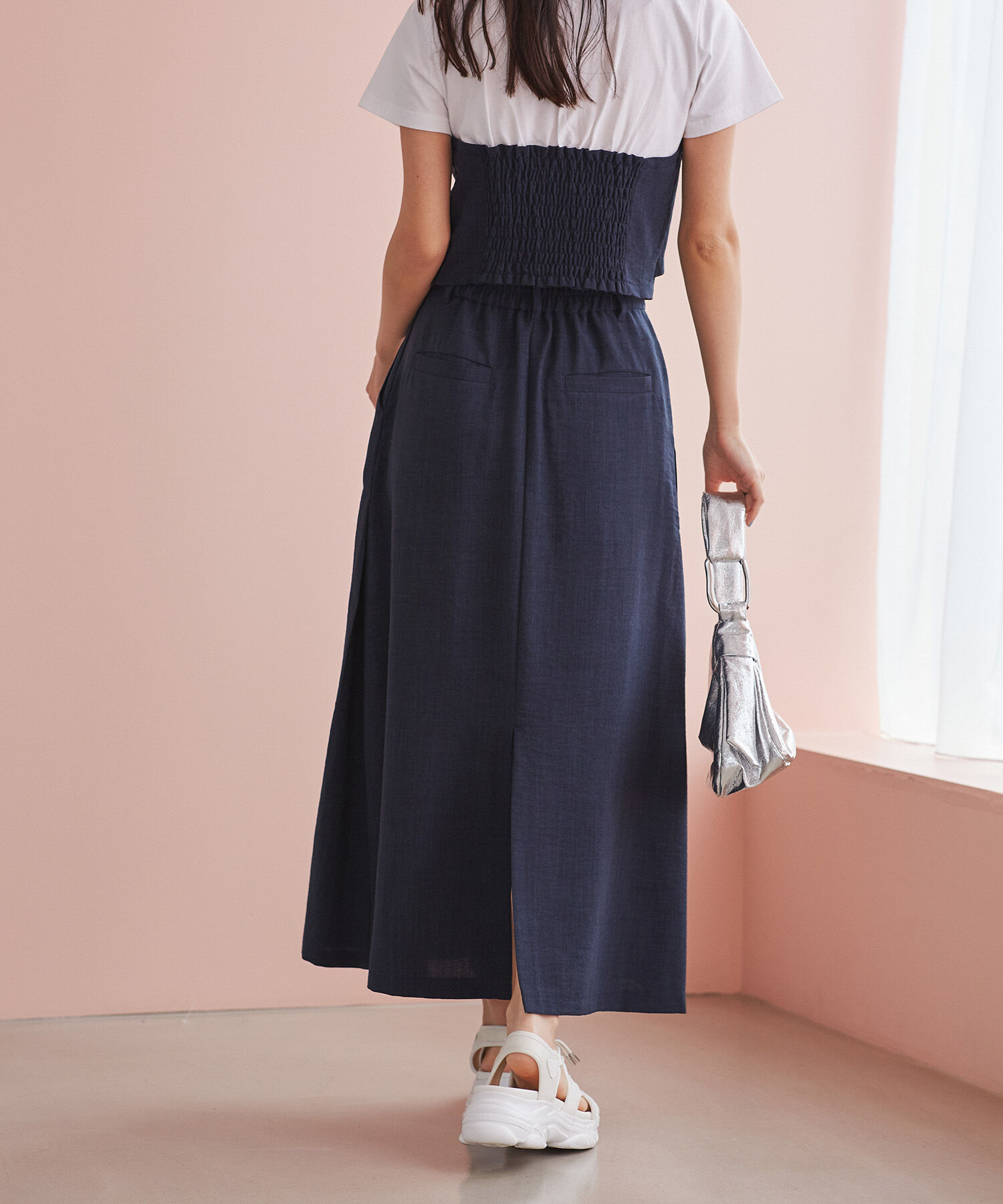 VIS「美easyリネンライクAラインスカート【洗える】【低身長～高身長】」|スカート|