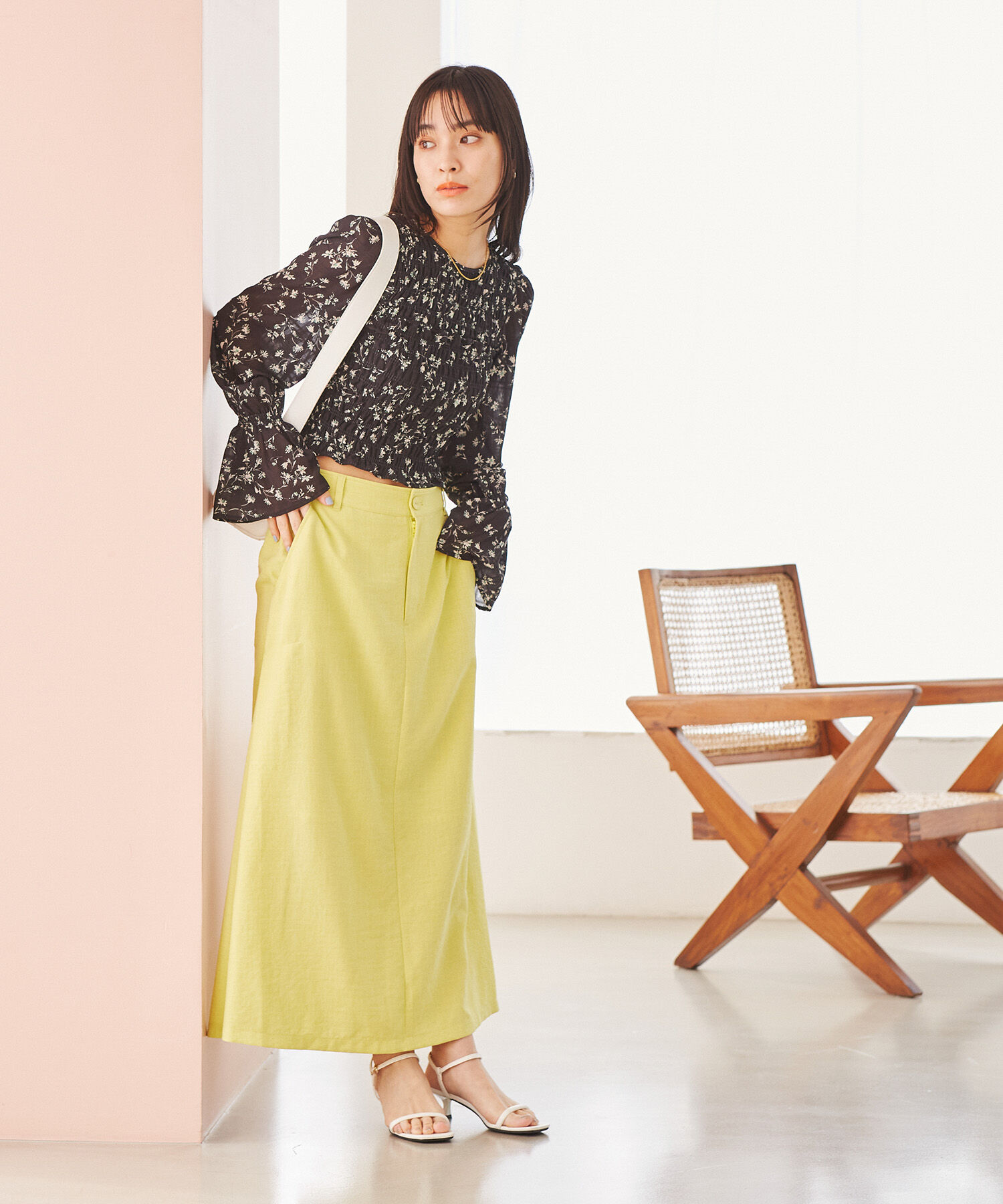 VIS「美easyリネンライクAラインスカート【洗える】【低身長～高身長】」|スカート|