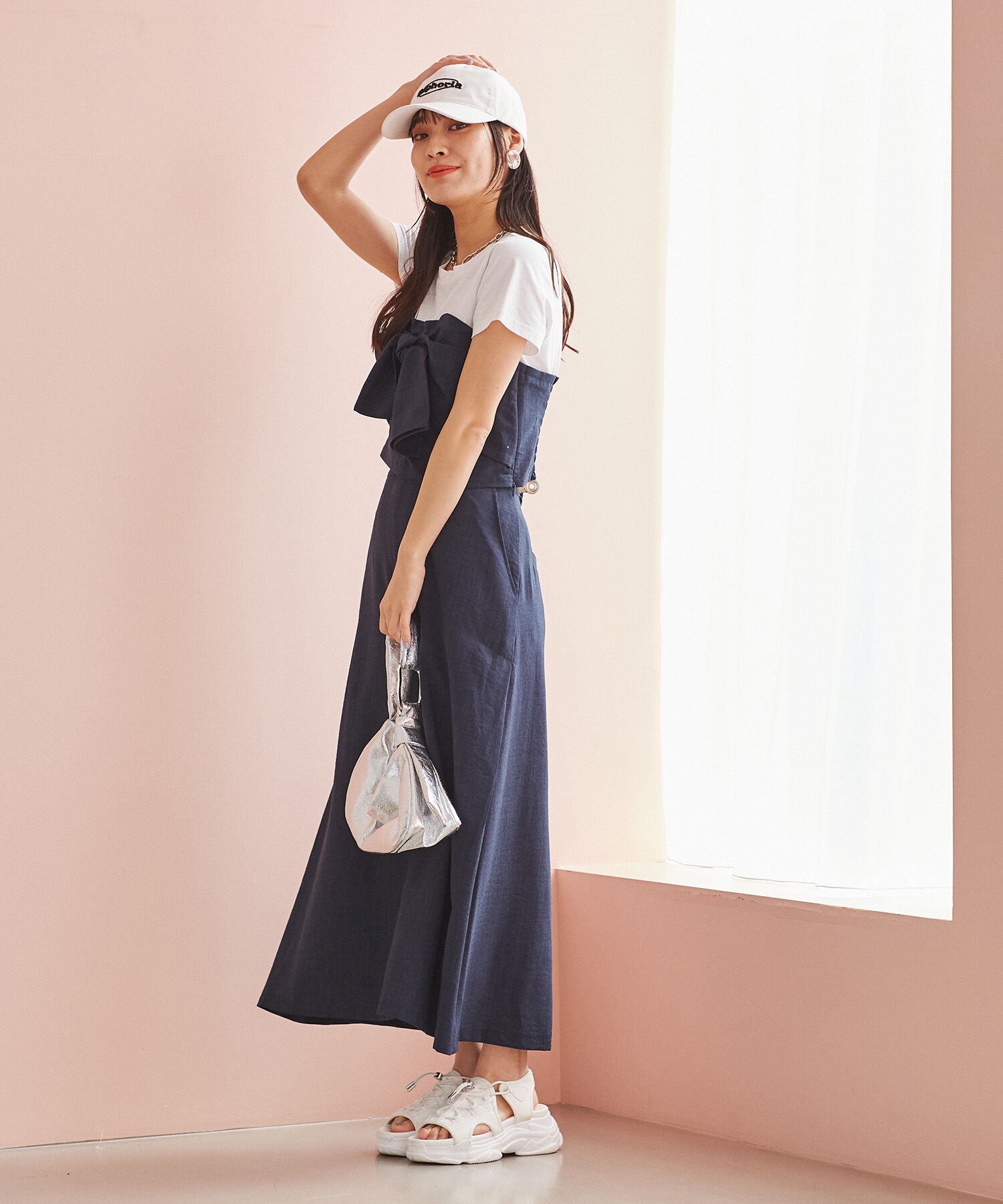 VIS「美easyリネンライクAラインスカート【洗える】【低身長～高身長】」|スカート|