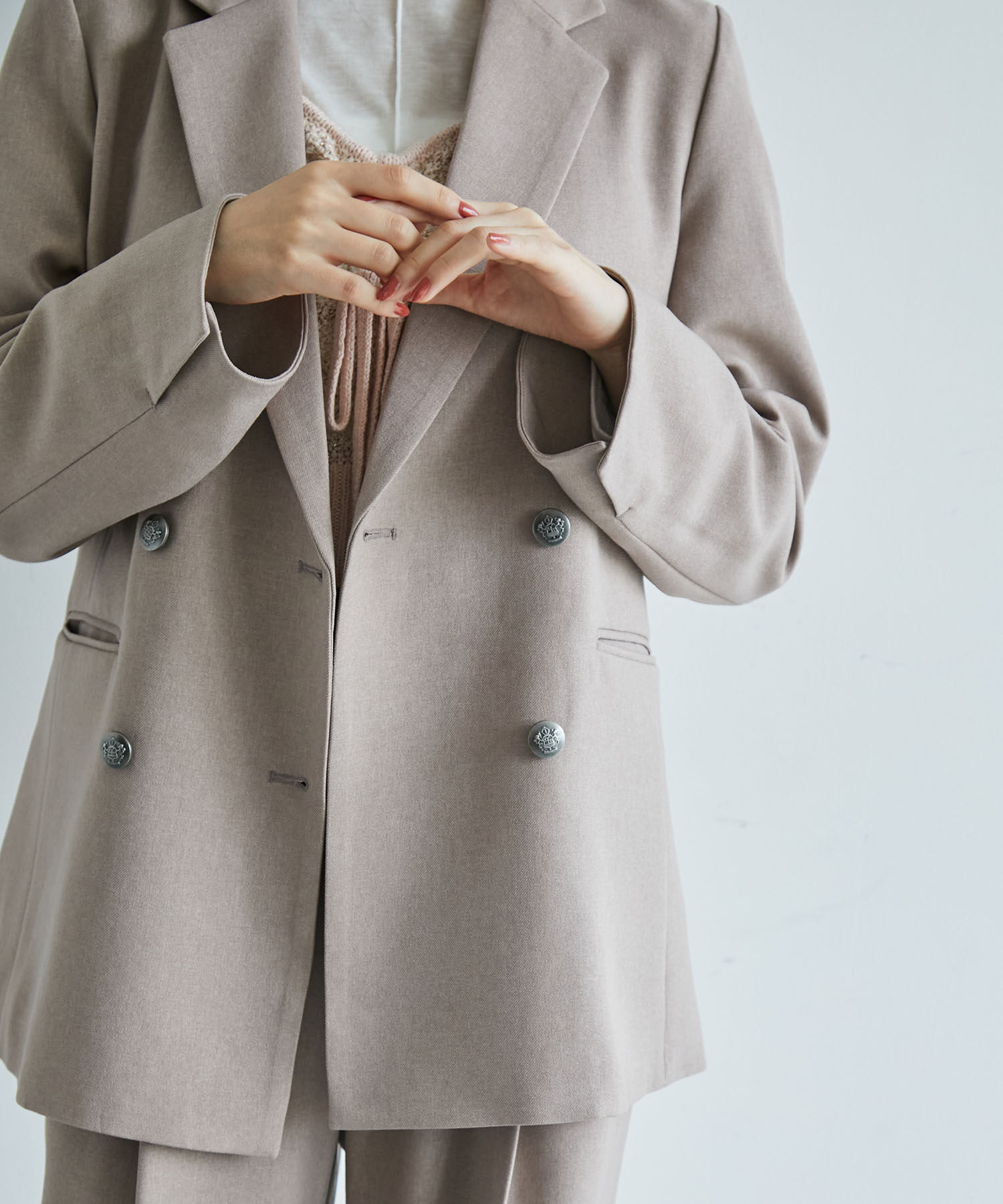 VIS「【美easy】ウーリッシュWブレストテーラードジャケット【洗える】」|テーラードジャケット|