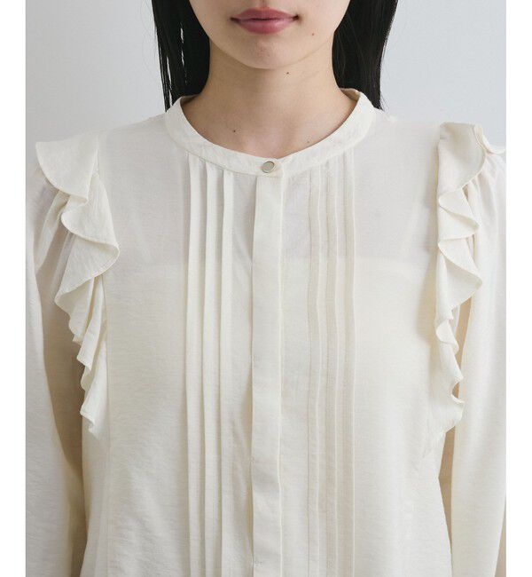 VIS「【洗える】フロントピンタックフリルブラウス」|シャツ・ブラウス|