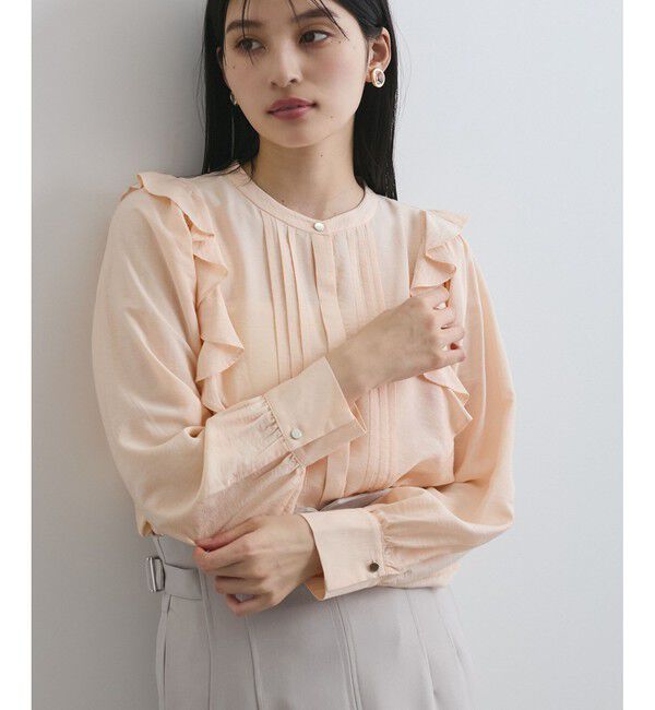 VIS「【洗える】フロントピンタックフリルブラウス」|シャツ・ブラウス|ピンク系サブ